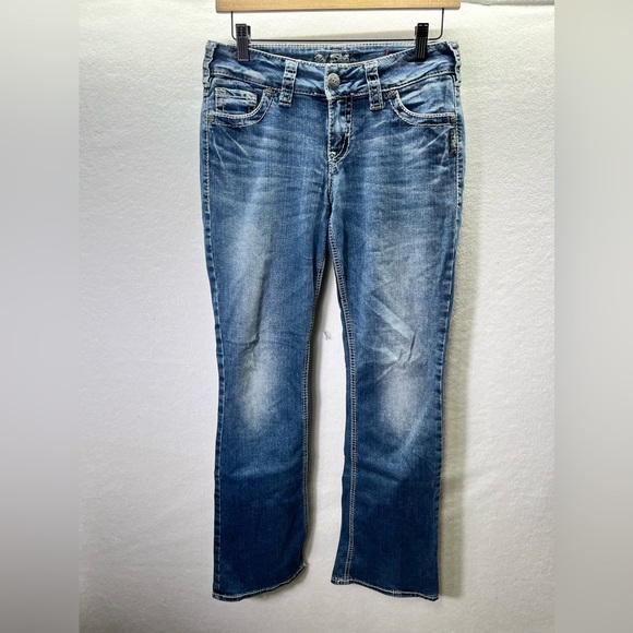 Silver Jeans Suki Mid Boot Cut Fluid Denim Jeans Womens 27 Stretch Pockets 2155 - Picture 2 of 12